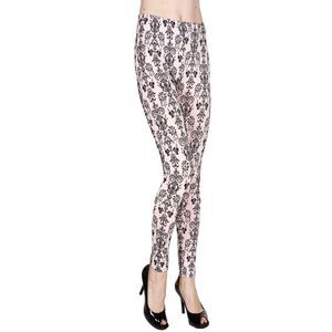 WHITE‎ Reg One Size Women Junior Nouveau Velour Flocked Leggings